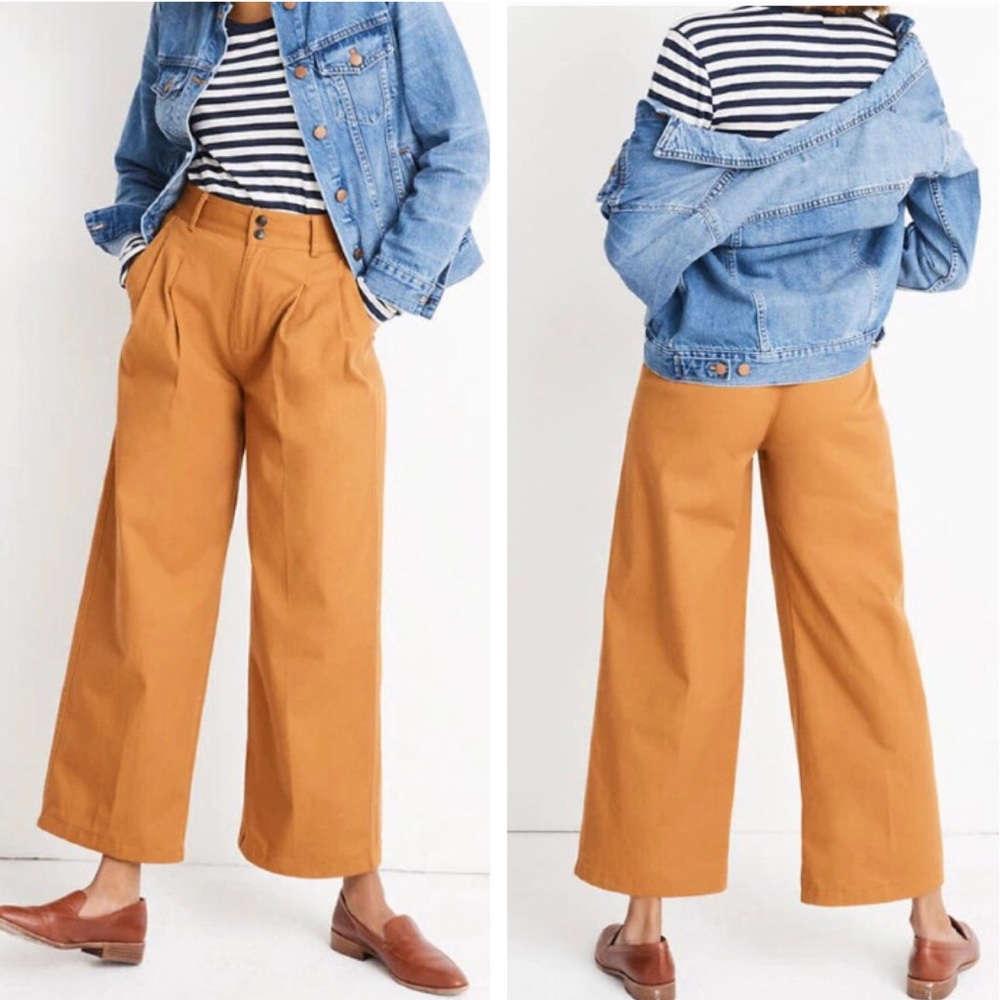 New Madewell Pleated Wide Leg Pants Golden Pecan